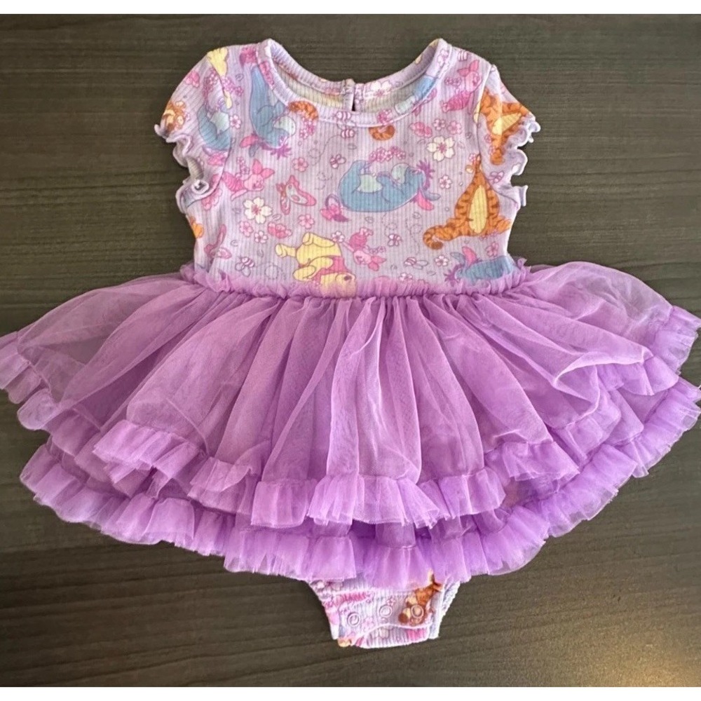 Disney‎ Baby Winnie The Pooh Purple Tutu Bodysuit Dress 12M